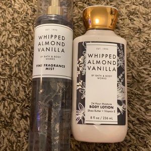 Whipped almond vanilla body cream and mist